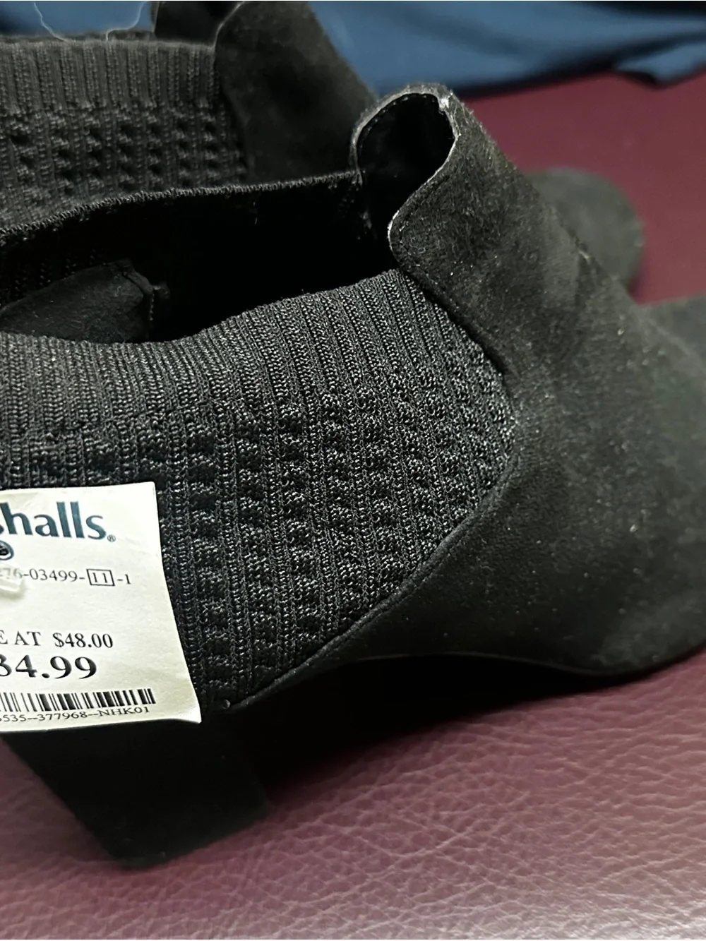 Black Slip-On Knit Chelsea Boot - Unbranded